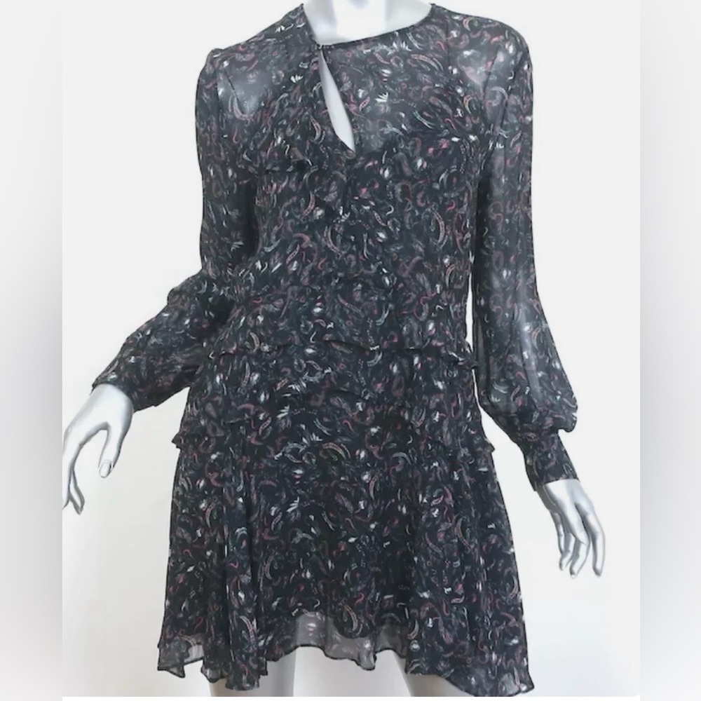 IRO Honess Ruffled Silk Paisley Mini Dress
